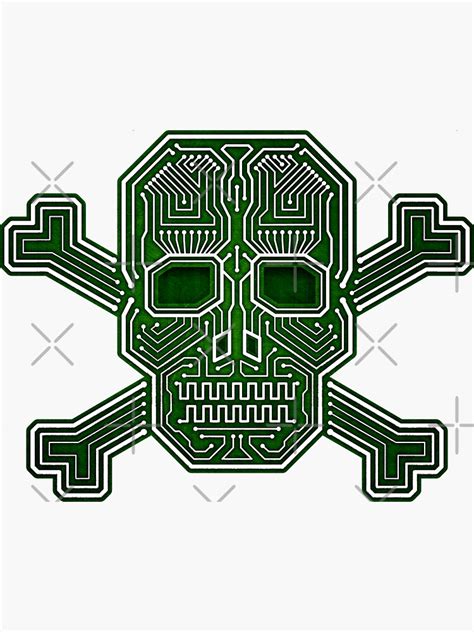 Hacker Skull Crossbones Isolated Sticker For Sale By Hacktees Shop