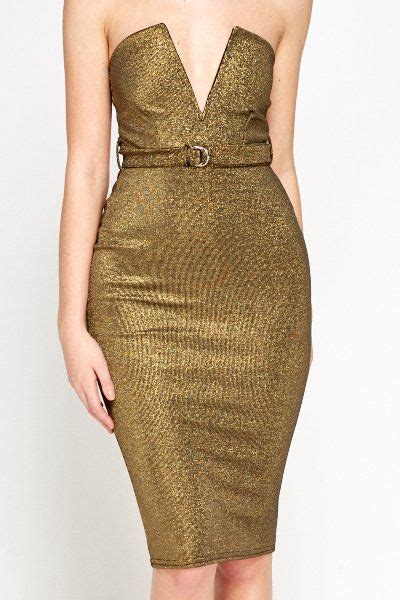 Bandeau Gold Bodycon Dress Everything5pounds Bodycon Dress Gold