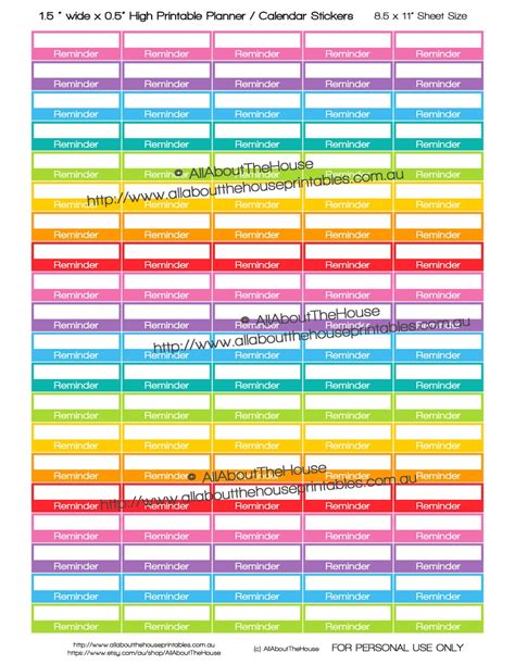 Reminder Printable Calendar Planner Stickers 15w X Etsy