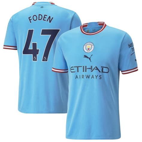 Manchester City Home Shirt 202223 With Foden 47 Printing