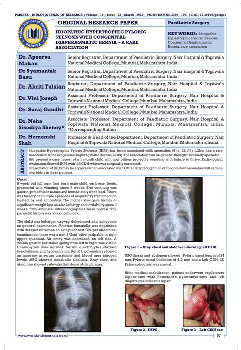 Pdf Idiopathic Hypertrophic Pyloric Stenosis With Congenital