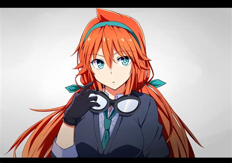 anime girl with orange hair and blue eyes