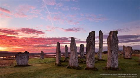 Standing Stones Of Callanish At Sunrise Isle Of Lewis Scotland