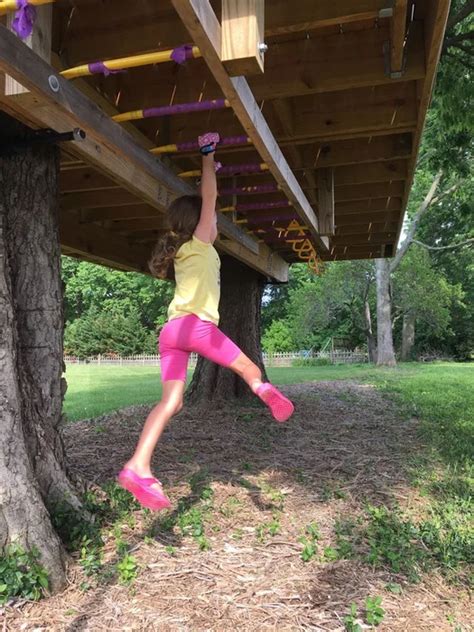 Each end is threaded, so i'm thinking about using floor pipe flanges to secure them and keep them from rotating. Adjustable Monkey Bars in 2020 | Tree house diy, Tree ...