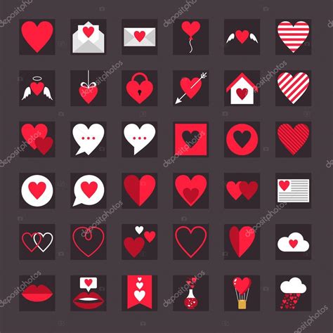 St Valentines Day Flat Design Icon Set Love Wedding Or Dating