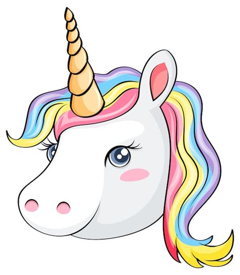 Premium Vector Adorable Unicorn Face With Rainbow Mane