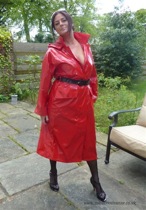 Red Is The Colour Of Passion Check Out This Beautiful Babe In Her Hot Red Rubber Rainwear