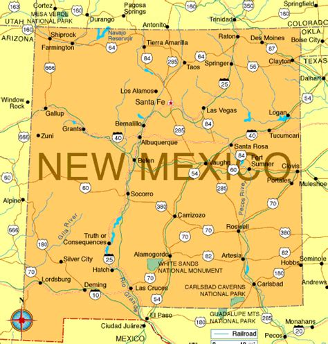 All elements separated in detached layers. New Mexico Map Regional Political | Map of Mexico Regional ...
