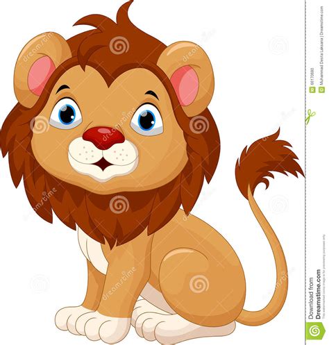 Cute Baby Lion Cartoon Sitting Stock Illustration