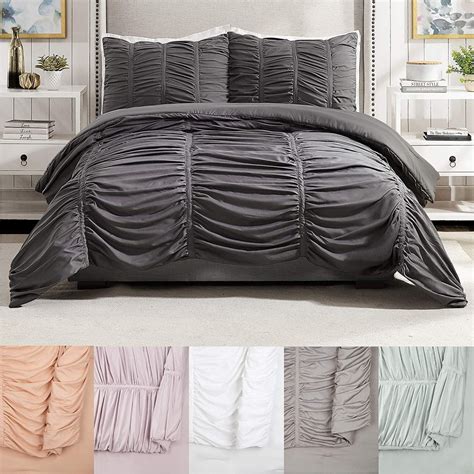 Modern Heirloom Emily Texture Dark Gray 3 Piece Comforter Set