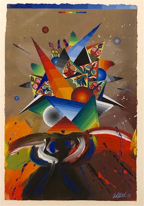 Georges Dussau French Surrealist Colorful Futurist Abstract Painting