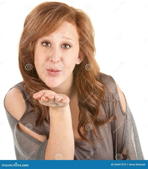 Cheerful Woman Blowing A Kiss Stock Image Image Of Beige Lady 26447375