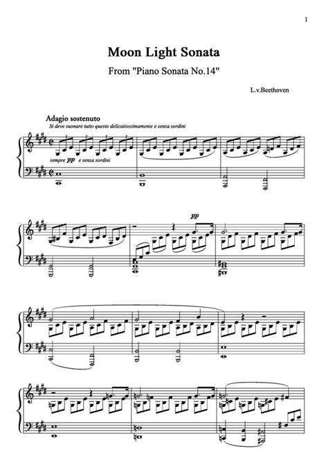 Moonlight Sonata First Movement Free Sheet Music By Ludwig Van