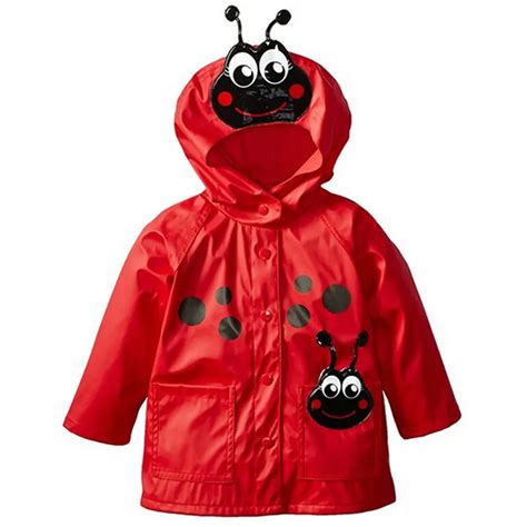 Windproof Snowsuit Jacket Cute Frog Beetle Kids Raincoat Hooded