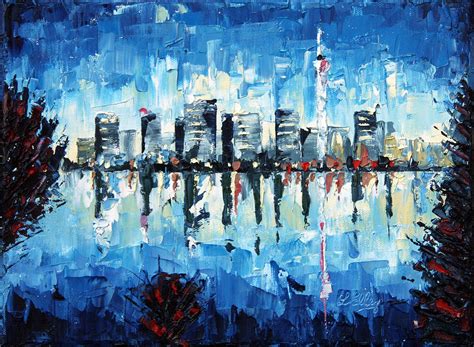 Across The Bay Palette Knife Oil Painting No Brush Painting By Lisa