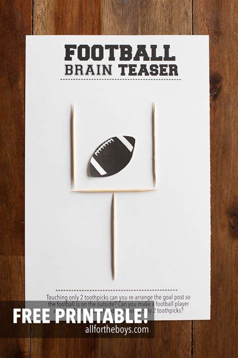 Football Brain Teaser Printable — All For The Boys Superbowl Party