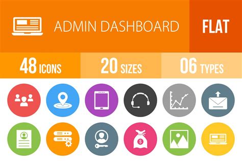 48 Admin Dashboard Flat Round Icons Outline Icons Creative Market