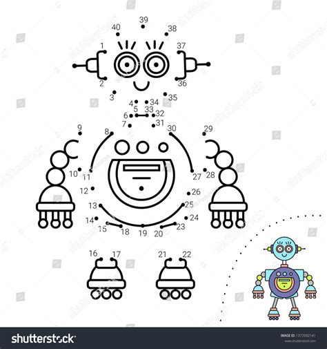 Educational Children Game Dot Dot Robot Stock Vector Royalty Free