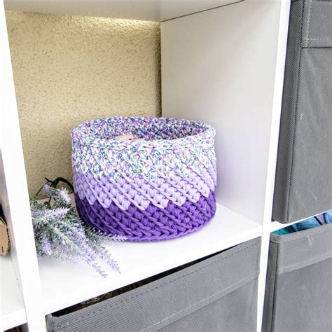 Purple Round Storage Basket Decorative Storage Provencal Etsy