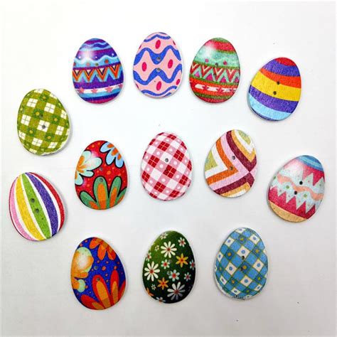 Wooden Buttons Easter Eggs Mixed 2 Holes Buttons For Sewing