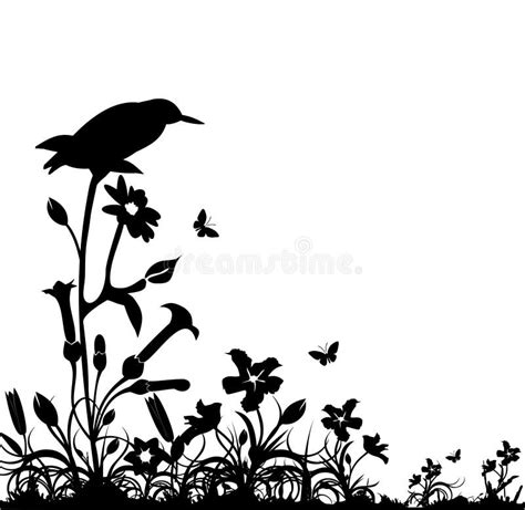 Black And White Nature Vector Stock Vector Illustration Of