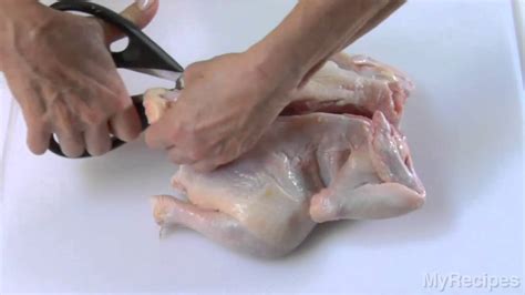 Place your hand on top of a chicken breast, then run a long sharp knife along the side of the chicken. How To Butterfly Chicken | MyRecipes - YouTube