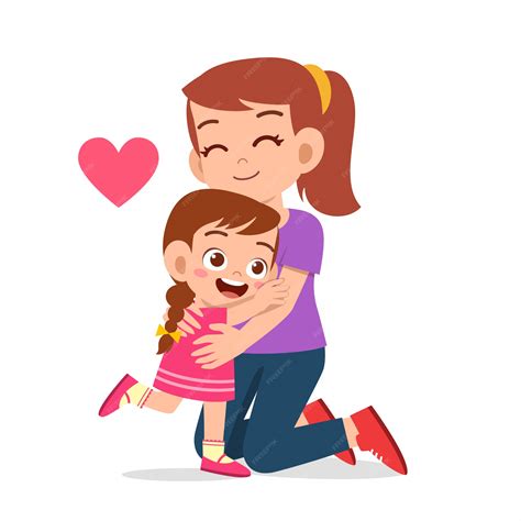 Feliz Lindo Niño Niña Abrazar Mamá Vector Premium
