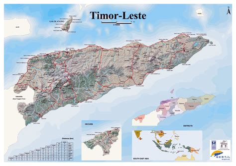 Detallado Mapa De Timor Oriental Con Relieve Carreteras Y Ciudades