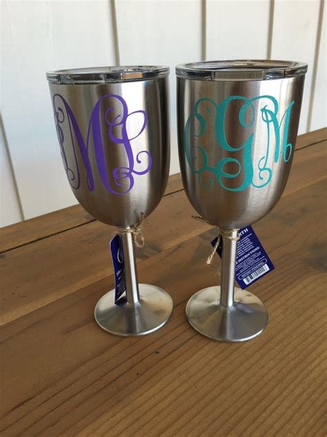 Monogram Wine Glass Stainless Steel Insulated With Lid