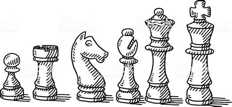 Chess Pieces Set Drawing Royalty Free Chess Pieces Set Drawing Stock