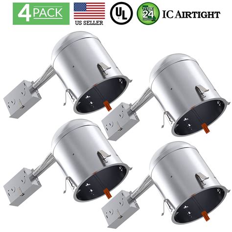 Sunco Lighting 4 Pack 6 Inch Remodel Led Can Air Tight Ic Housing