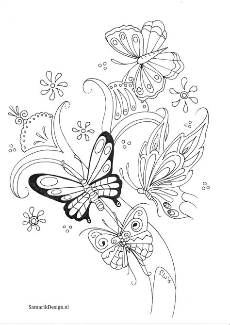 Vlinder Doodle Butterfly Coloring Page Coloring Pages Mandala