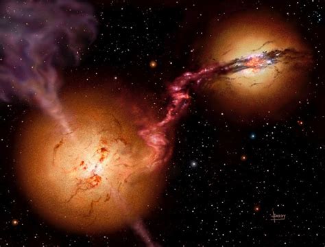 Two Supermassive Black Holes Spiralling Towards Collision 800x608
