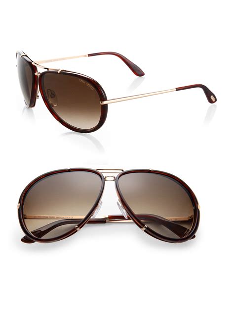 Tom Ford Cyrille 63mm Aviator Sunglasses In Brown