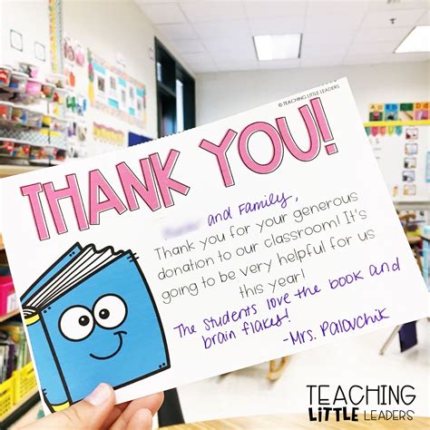 Books are generally for libraries and books donation mainly aims to enrich the already collected books or to make the function a new library. Back to School/Classroom Donation Thank You Notes (Editable) | School donations, Thank you to ...