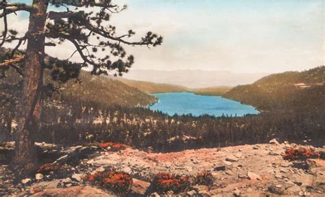 Vintage Lake Tahoe Tinted Photo C1920 California Historical Design