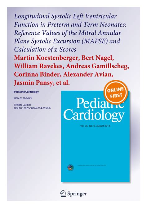 Pdf Longitudinal Systolic Left Ventricular Function In Preterm And