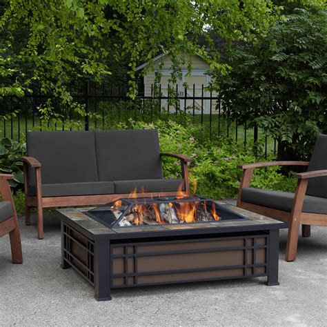Usually ships within 3 to 4 days. Hamilton Rectangle Wood-Burning Fire Pit in Black and ...