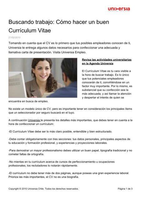 Buscando trabajo Cómo hacer un buen Currículum Vitae Noticias