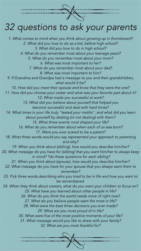 32 Questions To Ask Your Parents About Their Lives