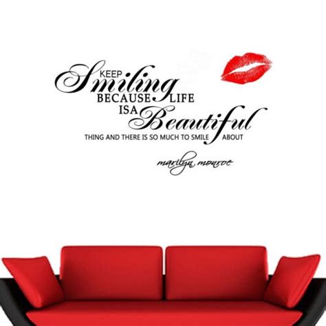 Marilyn Monroe Saying Keep Smiling Words Wall Stickers Hot Kiss Decals My Xxx Hot Girl
