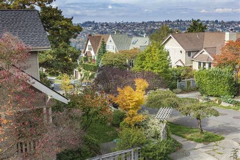 Autumn Colors In A Seattle Neighborhood Stock Photo Image Of
