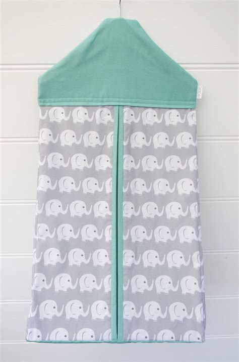 Nappy Stacker Diaper Stacker With Mint And Grey Elephants Etsy