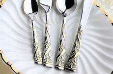 flatware stainless steel sets set gold dinner cutlery 4pcs plated silverware tableware western lot
