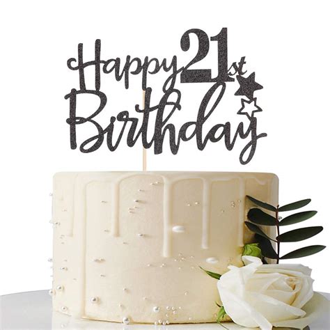 Buy Black Happy 21st Birthday Cake Topper Hello 21 Cheers To 21 Years 21 And Fabulous Party