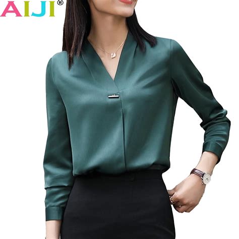 autumn winter elegant long sleeve blouses women ol career collar chiffon shirts tops ladies