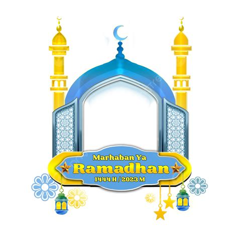 Marhaban Ya Ramadhan Islámico Twibbon Marco De Fotos De Perfil Azul