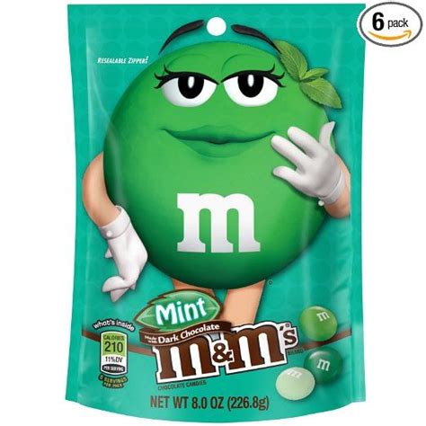 Mandms Mint Dark Chocolate Candy 8 Ounce Bag Pack Of 6 Dark