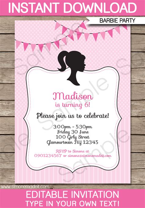 Barbie birthday invites pictures in here are posted and uploaded by adina porter for your barbie birthday invites images collection. Barbie Party Invitations Template | Birthday Party