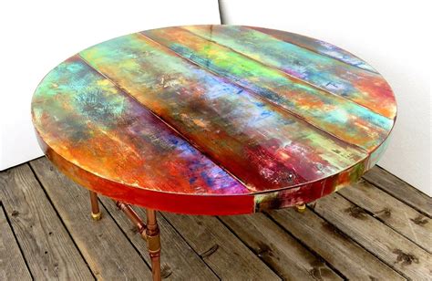 Whimsical Painted Round Table Pub Table Bistro Table Kitchen Etsy